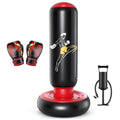 Kids Inflatable Punching Bag with Boxing Gloves - Black & Red, 66 Inches