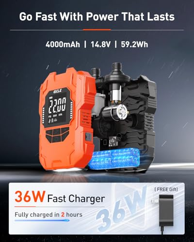 Gicle Rechargeable Electric Paddle Board Pump Black-Orange 22PSI SUP Inflator with Dual Power & Auto Shut-Off