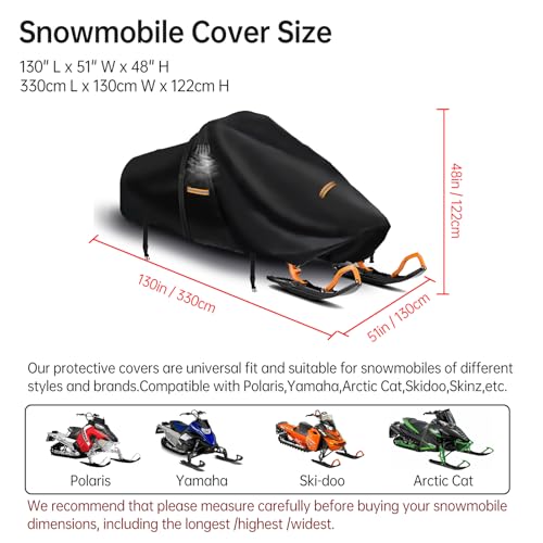 Extra Thick Waterproof Snowmobile Cover 420D Oxford Fabric with Windproof Buckles
