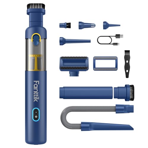 Cordless Car Vacuum & Air Duster - 4-in-1 Mini Vacuum with 19000Pa Suction - Blue