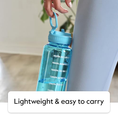 Takeya 32 Oz Motivational Water Bottle with Straw Lid - Stormy Black