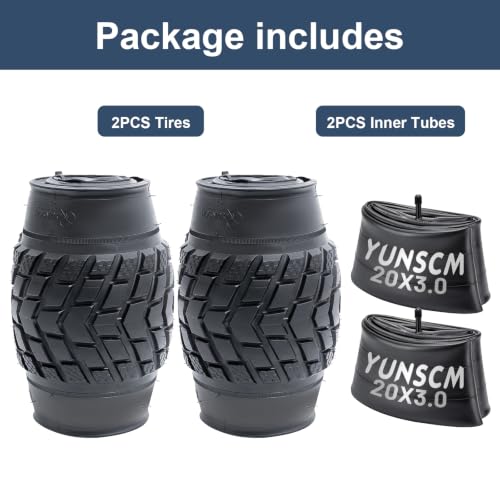 YunSCM 20x3.0 Heavy Duty E-Bike & Mountain Bike Tires – Pack of 2 with Tubes