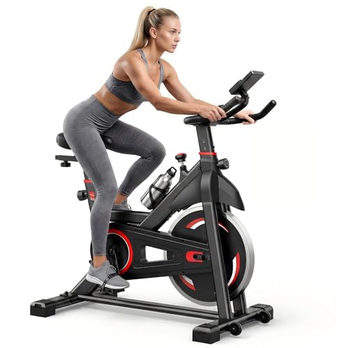 NEWBULIG Adjustable Home Exercise Bike with App Connectivity, Quiet Magnetic Resistance