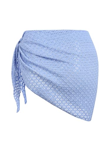 Women’s Sarong Coverup Beach Wrap Mini Skirt - One Size Light Blue