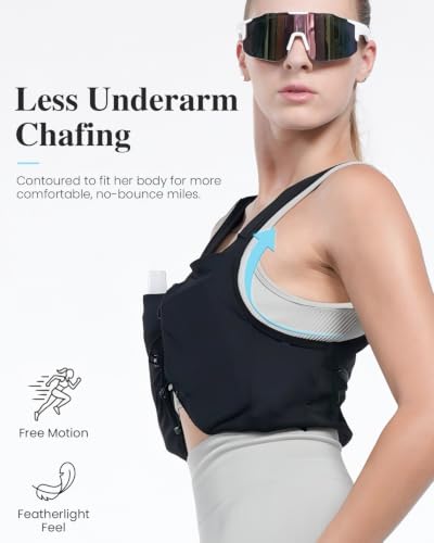 Women’s Running Vest with 500ml Soft Flask - Black, Medium