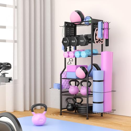 Dumbbell Rack for Home Gym Storage - Black - Multi-Function Weight Organizer
