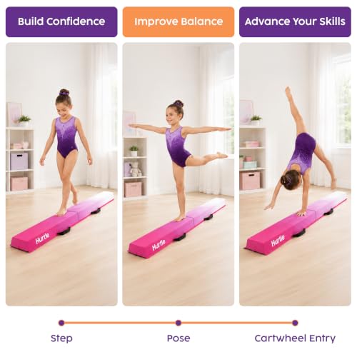 Hurtle Foldable Balance Beam for Kids and Toddlers - Purple 8FT with Carry Bag