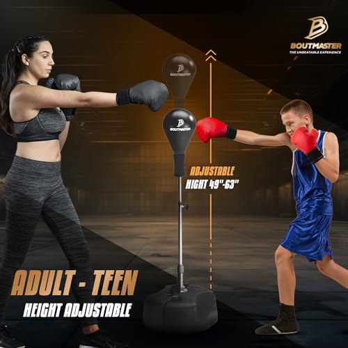 Pro Tech Tools Adjustable Freestanding Punching Bag with Stand - Boxing Speed Bag for Teens & Adults