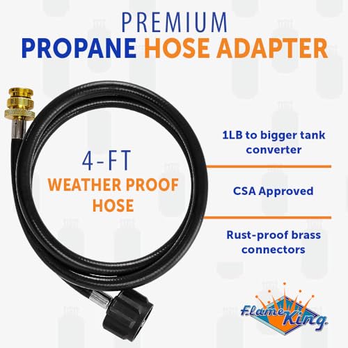 8.5 x 13.5 Inch Propane Tank Carry Case with Built-In Gauge & 5FT Hose - Flame King Gas Hauler Pro Kit - Camping & Outdoor