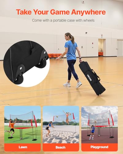 Adjustable Height Badminton and Volleyball Net Set for Outdoors, Portable with Carrying Bag