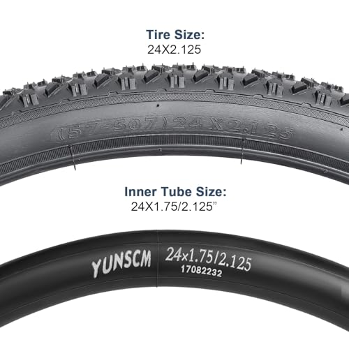 24 Inch Mountain Bike Tires 24x2.125 with Tubes & Levers - Fits 24x2.125 Bikes
