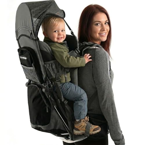 Hiking Baby Carrier Backpack with Sun Visor - Toddler & Child Carrier, Black/Grey