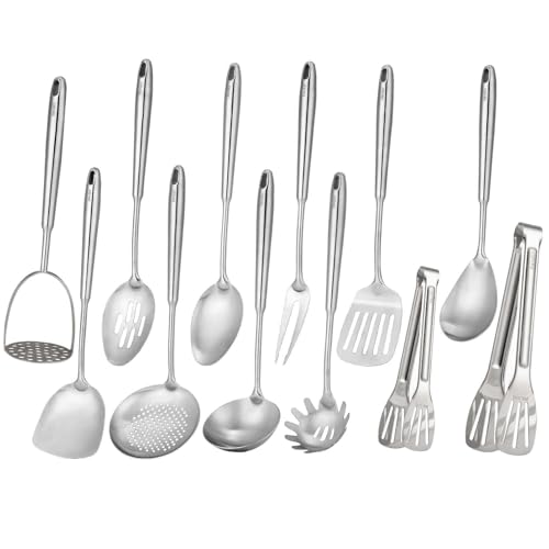 18/10 Stainless Steel Kitchen Utensil Set - 12-Piece All Metal Cooking Tools - Variation of THIS Listing