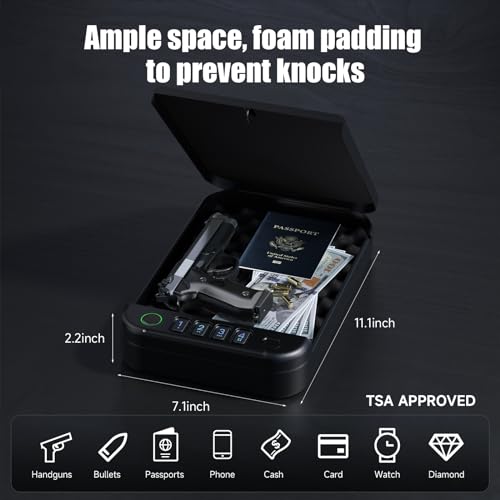 Biometric Gun Safe with APP & Keypad - Portable Pistol Lock Box, Appliance Pull Variation
