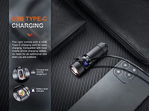 Fenix E18R V2.0 Rechargeable 1200 Lumen Compact LED Flashlight - Black
