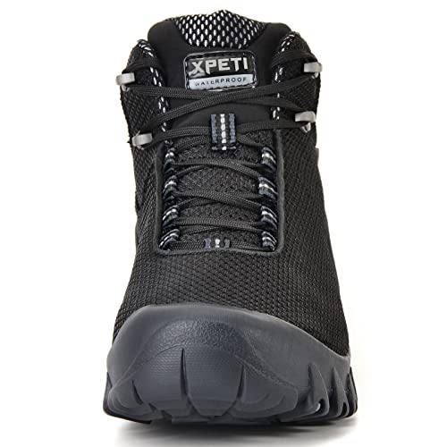 Men's Hiking Boots - XPETI TERRA Mid Waterproof Outdoor Footwear Black 10