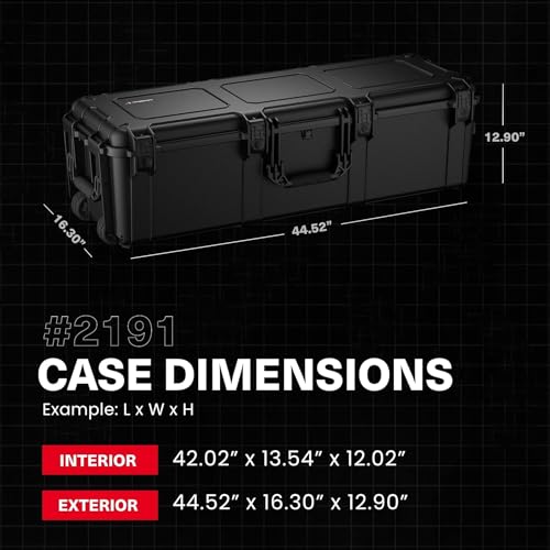 45-Inch Hard Rifle Case with Wheels & Pre-Cut Foam Black