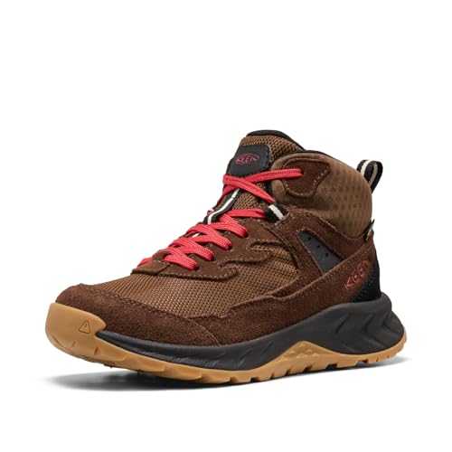 KEEN Unisex-Child Hightrail Mid Waterproof Hiking Boots - Dark Earth/Garnet, Size 13
