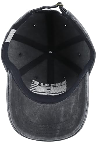 Grumpy Old Vet Hat for Men - USA Flag Veteran Baseball Cap, One Size, Black