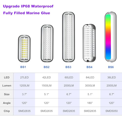 BASIKER BS4 Marine LED Underwater Boat Lights - 2 x 3000LM, Blue, IP68 Waterproof, Model BS4 BL