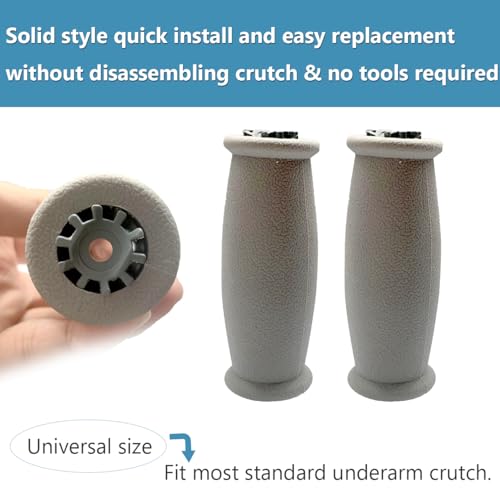 Replacement Hand Grips for Crutches - 2 Pack, Rubber, Gray