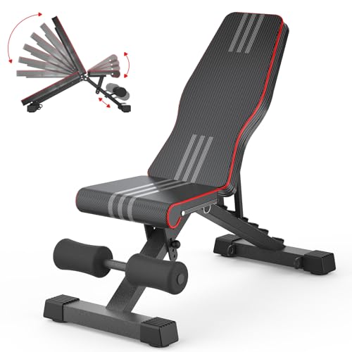 OUNUO Black Adjustable Foldable Weight Bench for Home Gym - 660LBS Capacity