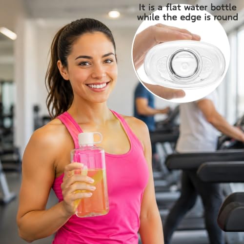 2 Pack Portable Flat Water Bottles 17oz BPA Free Slim Drinking Travel Bottles