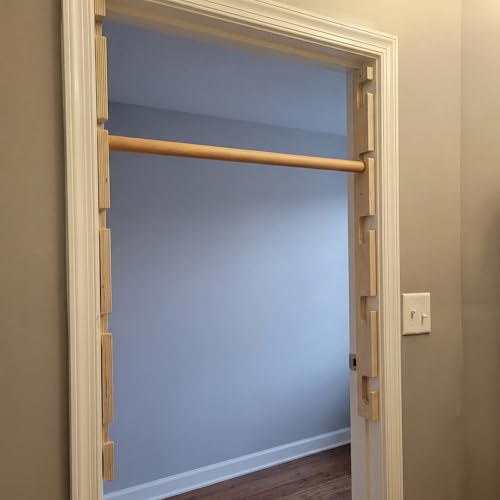 Adjustable Wooden Doorway Pull-up Bar Set 100kg Load Capacity with Locks - 118cm