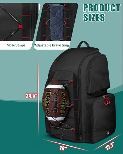Smasrob Football Backpack with Separate Shoe Compartment - Black
