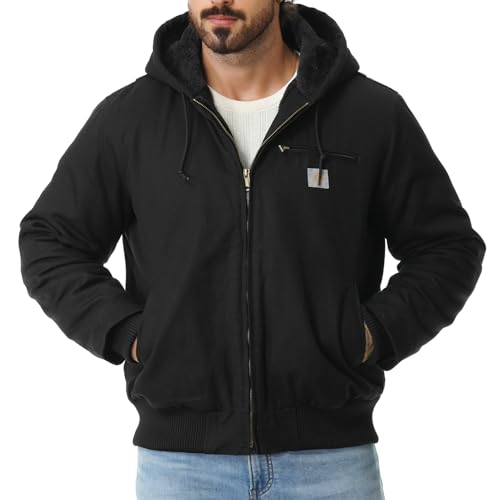 XX-Large Men's Waterproof Work Coat with Fleece Lining - Black