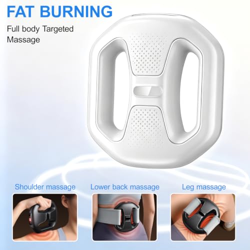 White Fascia Ring Massager with Belt, 6 Modes, 99 Vibration Levels, Deep Tissue Therapy
