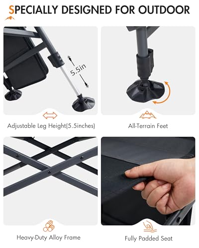 Portable Fishing Chair with Rod Holder, Cooler Bag & Adjustable Swivel Feet