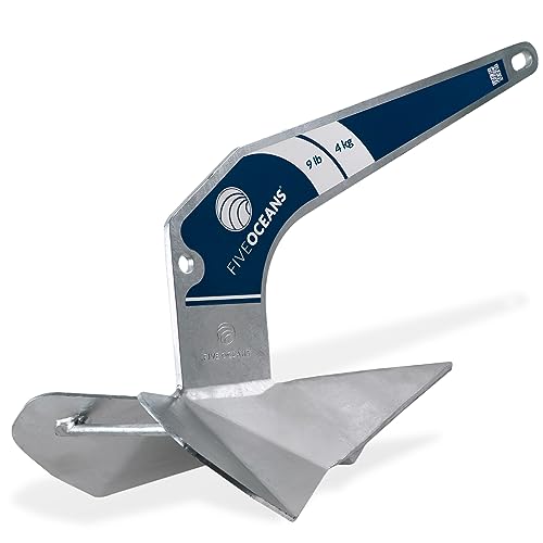 Galvanized Steel Delta Boat Anchor 9 Lb for Up to 27 Ft Boats - Five Oceans