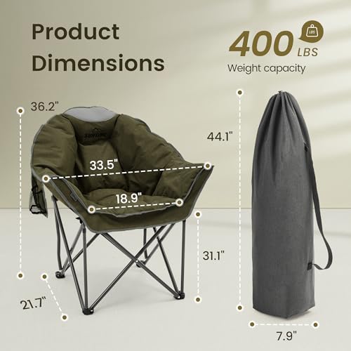 Outdoor Living Suntime Oversized Padded Camping Chair Set - Army Green, 2 Pack