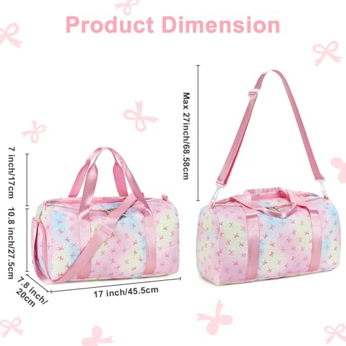 Kids Dance Bag with Shoe & Wet Compartments - Pink Bow Variation