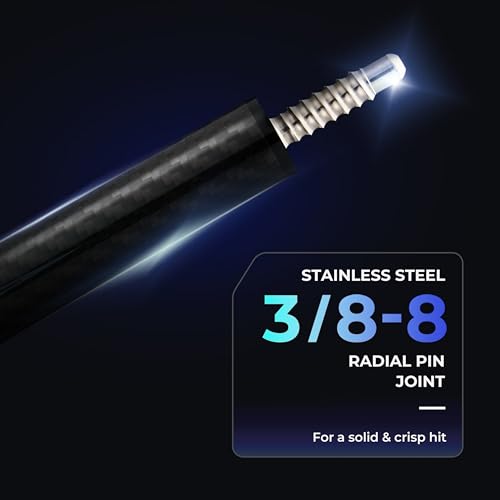 CUESSIR Carbon Fiber Pool Cue Stick 58" 2-Piece with Case - Style 1, 19-20oz