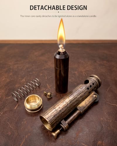 Thoren's Hand Carved Cracks Vintage Brass Kerosene Trench Lighter with Battle Soul - Unique Mechanical Design