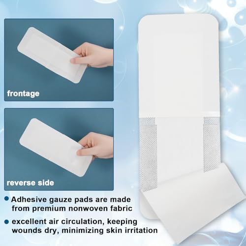 20 Pack Breathable Adhesive Gauze Pads for Wound Care 4x10 Inch