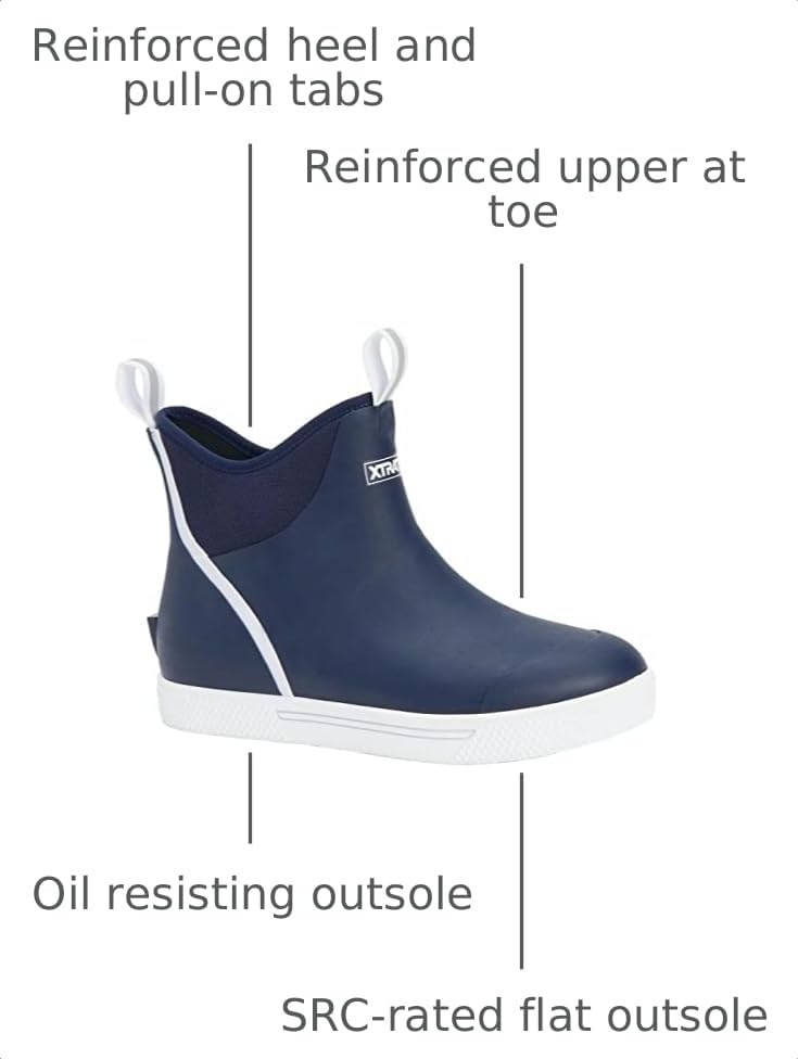 Men's Waterproof Ankle Deck Boot - Blue, Wide Fit, Durable, Oil-Resistant Sole - Size 13