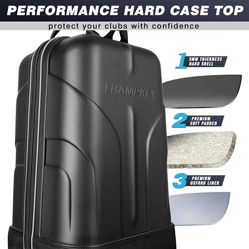 CHAMPKEY Golf Travel Bag with Hard Top & Oversized Wheels – Premium Oxford Fabric 53 Inch