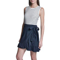 Women's Knit Sleeveless Cotton Striped Dress - Small Black White