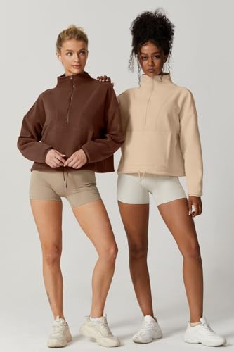 Women’s Half Zip Fleece Sweatshirt - Cozy Sherpa Pullover for Winter