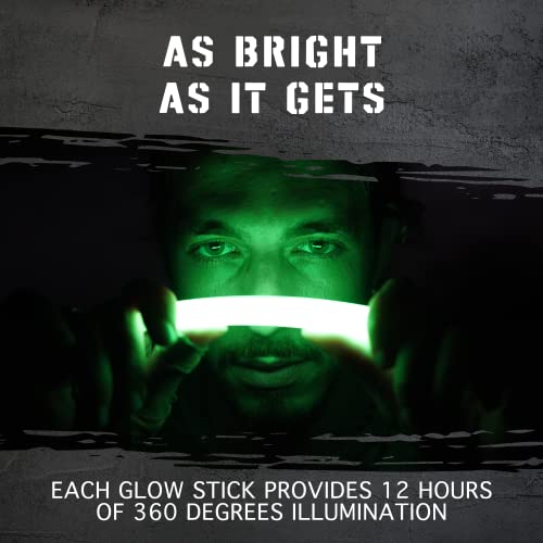 Green Emergency Glow Sticks 12 Hour Duration - 100 Pack, Industrial Grade Survival Lights for Camping, Power Outages, and Safety - Variation: Green