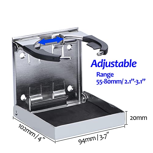 316 Stainless Steel Folding Cup Holder for Boat RV Marine Car - Adjustable Drink Holder