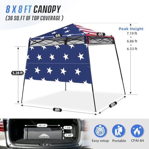 8x8 Pop Up Canopy Tent with Carry Backpack - UV Water Resistant Shade