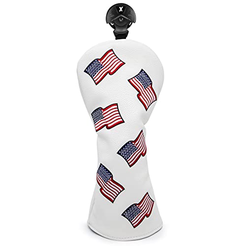US Flag Patriotism Golf Club Head Covers Set for Driver, Fairway, Hybrids – 1pc Fairway Cover Included