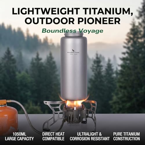 Titanium Water Bottle 35.5oz Leakproof Hydration Flask for Camping Hiking
