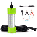130W Waterproof Green Underwater Fishing Light with 25ft Wire & Battery Clips - Night Attractant