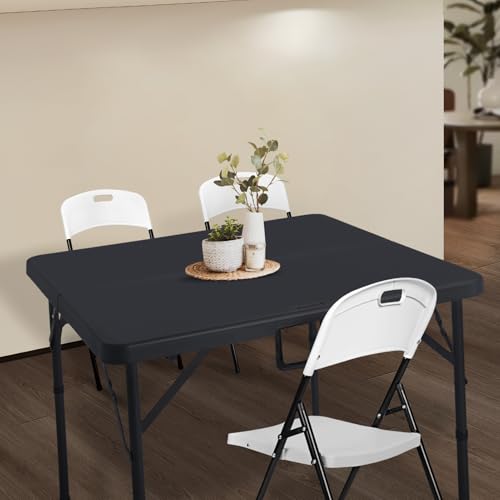 Dark Black 34-Inch Square Folding Card Table - Portable & Sturdy