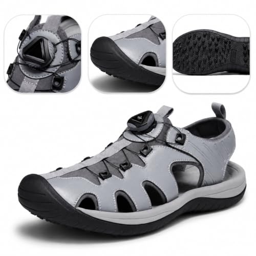 PGM Men's Golf Sandals - Closed Toe Spiked Shoes with Dial Closure, Variation 12